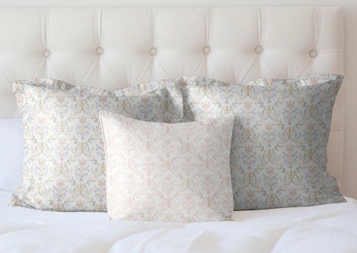 Grey patterned bed pillows
