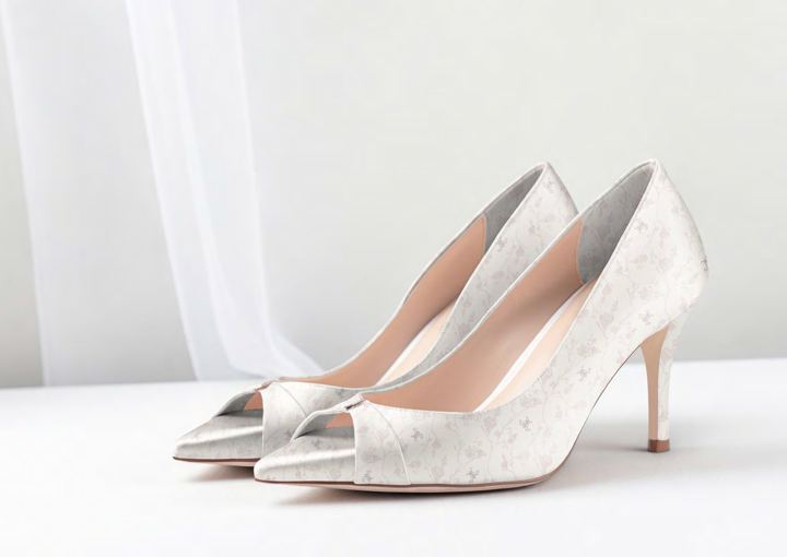 Cream lace-pattern court shoes