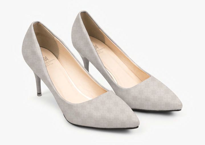 Grey suede court shoes
