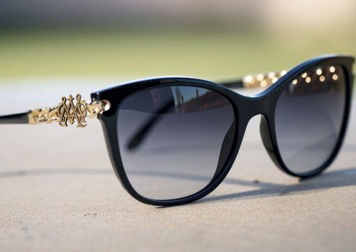 Black sunglasses with gold detail